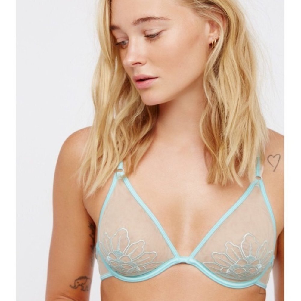 Free People Embroidered Embroidered Mesh B…
